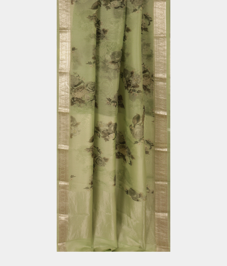 Green Kora Organza Printed Saree T2686682