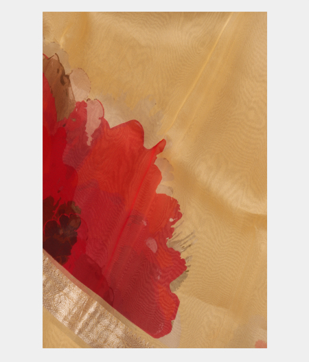 Beige Kora Organza Printed Saree T281648-image