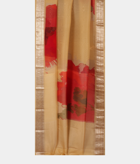 Beige Kora Organza Printed Saree  T2816482