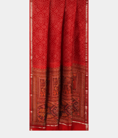 Red Kora Organza Printed Saree T2684982