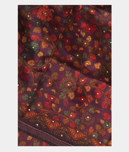Purple Kora Organza Printed Saree T265393-image