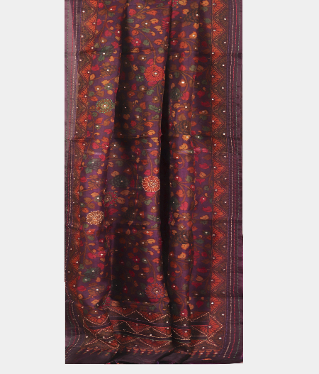 Purple Kora Organza Printed Saree T2653932