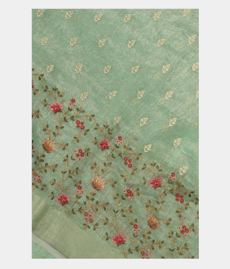 Light Blue Linen Embroidery SareeT285321-image