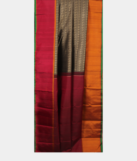 Black and Grey Handwoven Kanjivaram Silk Saree T2723252
