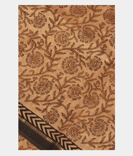Beige Maheshwari Printed Cotton Saree T285378-image