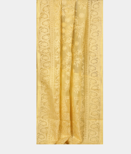 Yellow Organza Embroidery Saree T1690662
