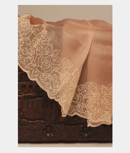 Peach Kora Organza Embroidery Saree T276880-image
