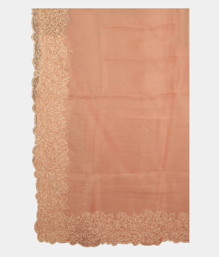 Peach Kora Organza Embroidery Saree T2768804