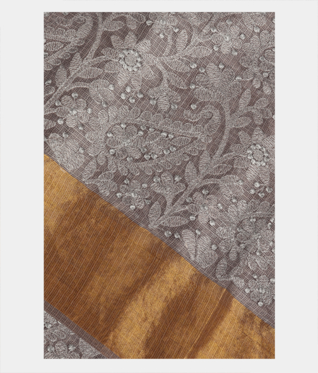 Grey Silk Kota Embroidery Saree T285359-image