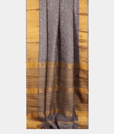 Grey Silk Kota Embroidery Saree T2853592