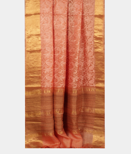 Peach Silk Kota Embroidery Saree T2853562