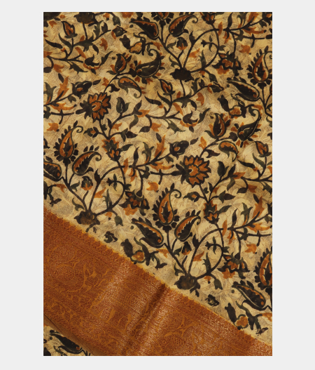 Beige Soft Printed Cotton Saree T278389-image