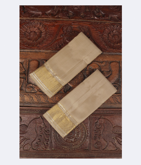Grey Handwoven Kanjivaram Silk Dhoti and Vastharam T280140-image