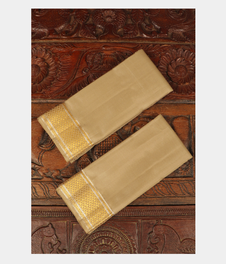 Grey Handwoven Kanjivaram Silk Dhoti and Vastharam T274602-image
