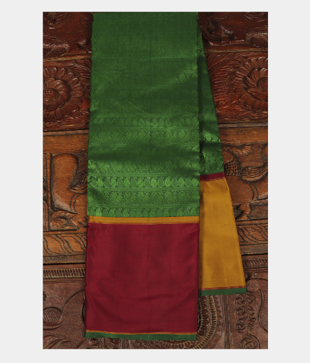 Bottle Green Handwoven Kanjivaram Silk Saree T251224-image