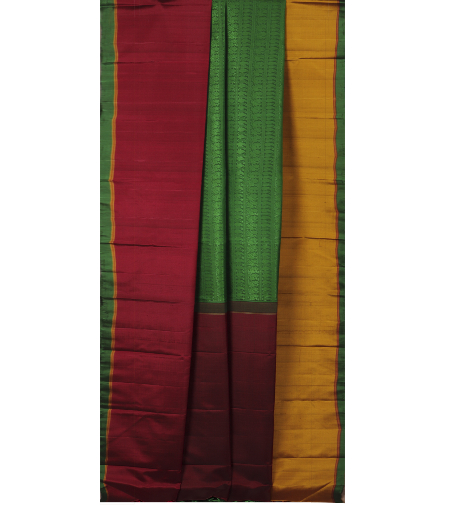 Bottle Green Handwoven Kanjivaram Silk Saree T2512242