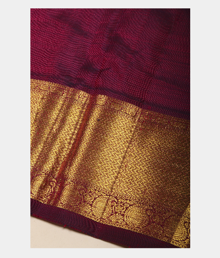 Light Pink Handwoven Kanjivaram Silk Pavadai and Maroon Dupatta T2837474