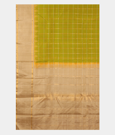 Yellowish Green Handwoven Kanjivaram Silk Saree T2838784