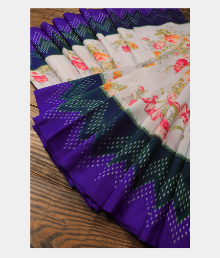 Blue Ikat Silk Saree T2866864