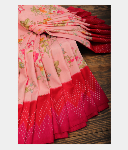 Pink Ikat Silk Saree T286691-image