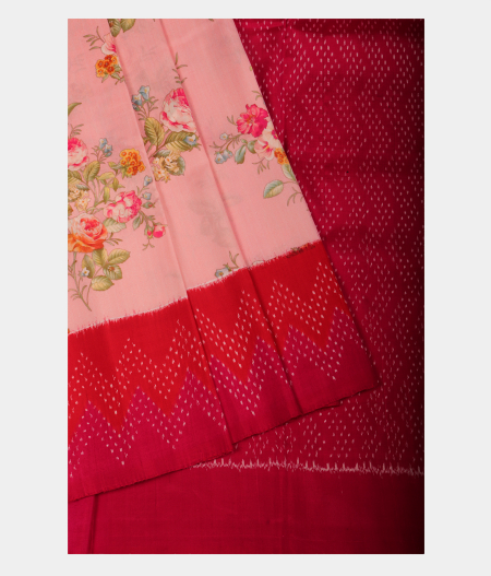 Pink Ikat Silk Saree T2866912