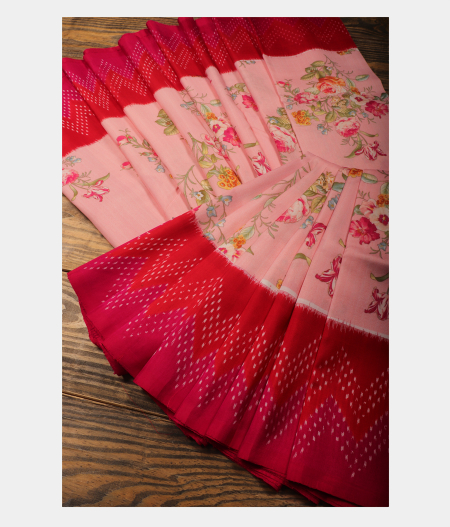 Pink Ikat Silk Saree T2866914
