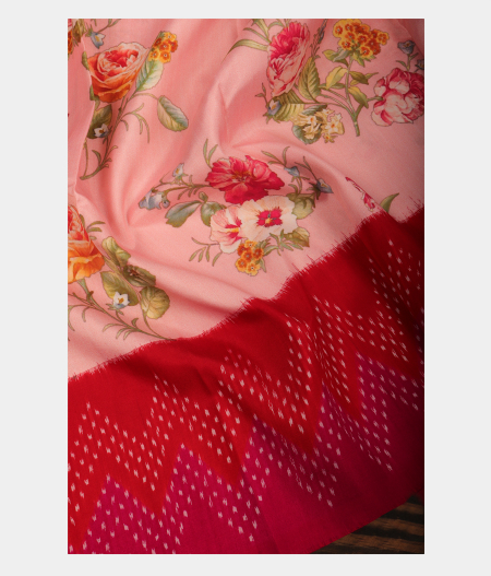 Pink Ikat Silk Saree T2866915