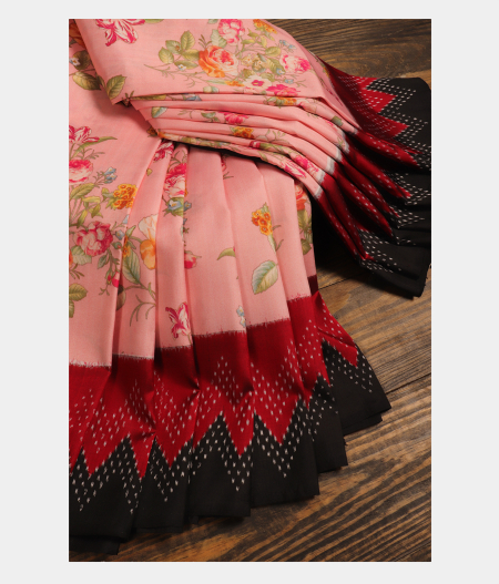 Pink Ikat Silk Saree T286689-image