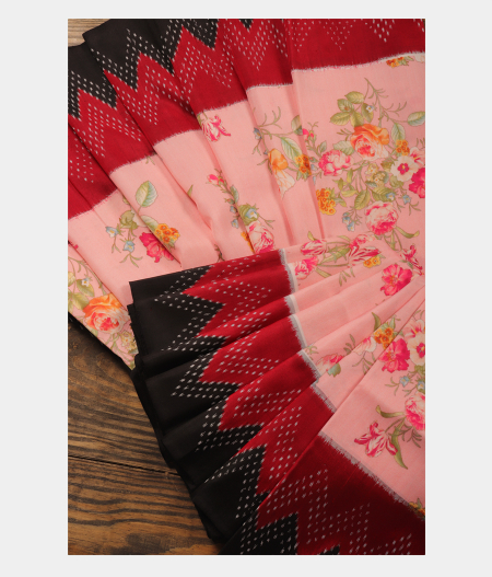 Pink Ikat Silk Saree T2866894
