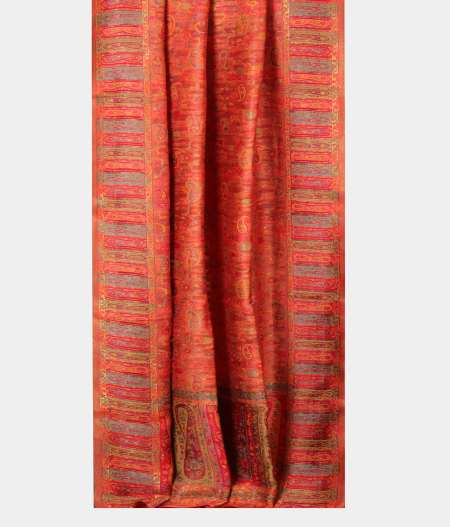 Peach Cashmere Kani Silk Dupatta T2866172