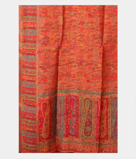 Peach Cashmere Kani Silk Dupatta T2866173