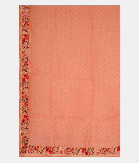 Peach Kora Organza Printed Saree T2865515
