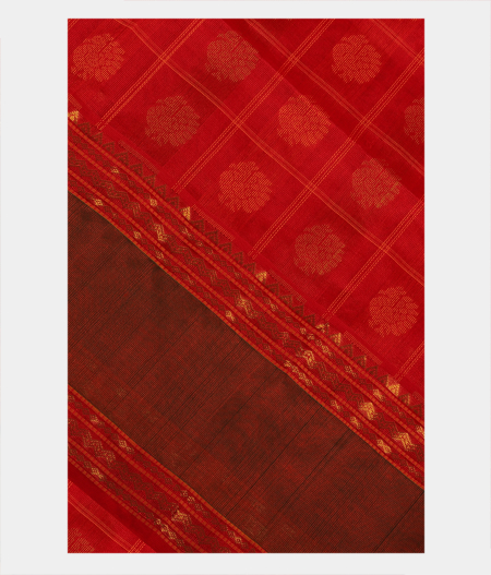 Red Silk Cotton Saree T282916 -image