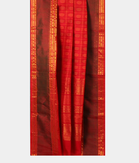 Red Silk Cotton Saree T282916 2