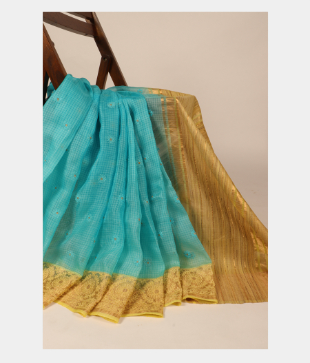 Blue Silk Kota Embroidery Saree T287735-image