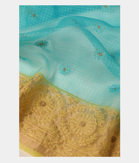 Blue Silk Kota Embroidery Saree T2877354