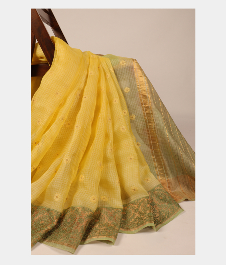 Yellow Silk Kota Embroidery Saree T287740-image