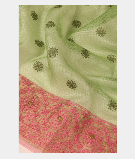 Green Silk Kota Embroidery Saree T2877394