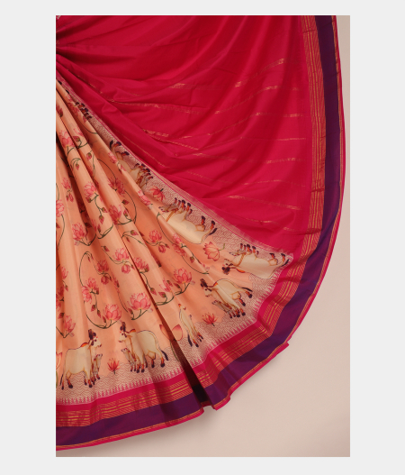 Peach Printed Soft Silk Saree T2844705
