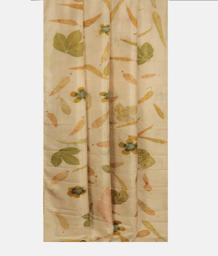 Off White Printed Silk Saree T2894352