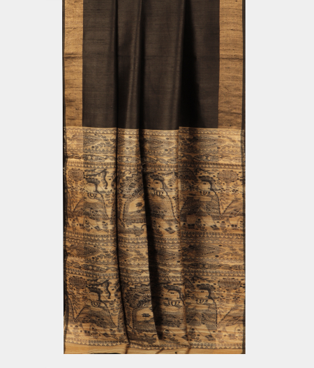 Black Tussar Printed Saree T2899752