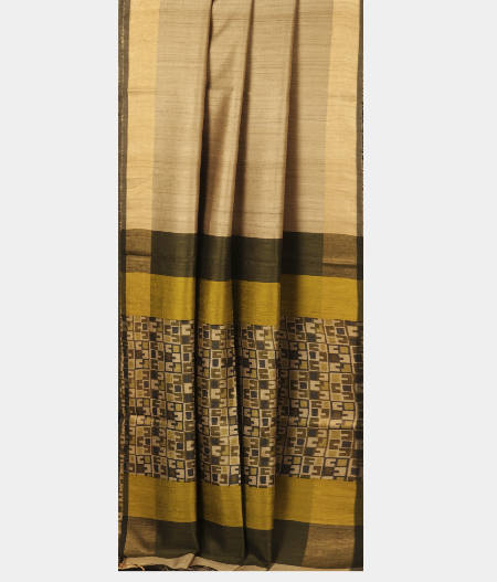 Beige Tussar Printed Saree T2898062