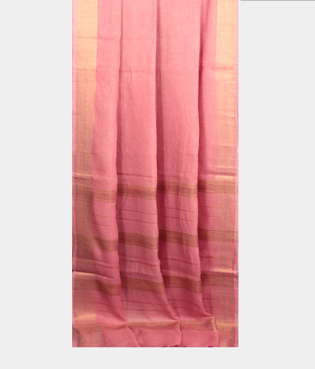 Pink Handwoven Linen Saree T2461222