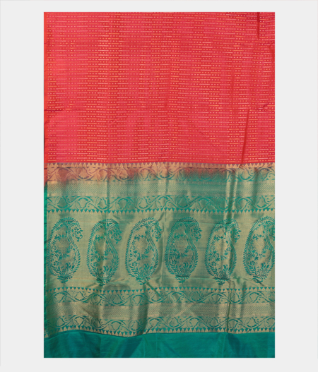 Pinkish Orange Handwoven Kanjivaram Silk Saree T2940334