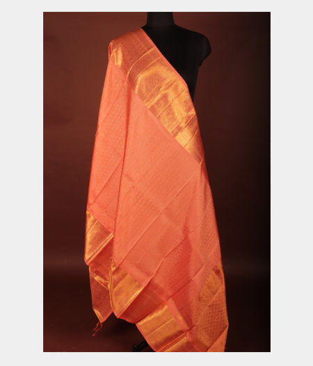 Peach Kanjivaram Silk Dupatta T221520-image