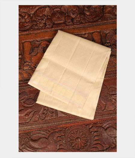 Off White Handwoven Kanjivaram Silk Dhoti and Vastharam T291177-image
