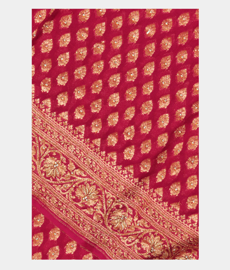 Magenta Banaras Georgette Silk Saree T267775-image