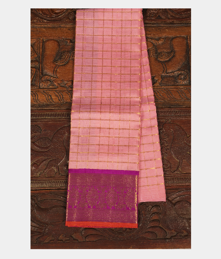 Light Pink Handwoven Kanjivaram Silk Pavadai T293933-image