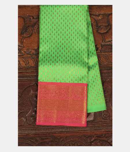 Light Green Handwoven Kanjivaram Silk Kids Pavadai T247795-image