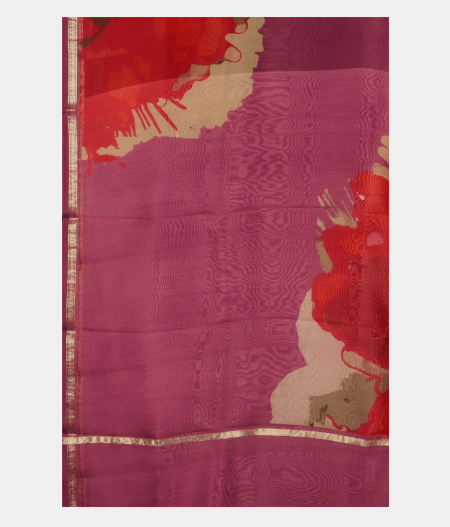 Purple Kora Organza Printed Saree T2931545